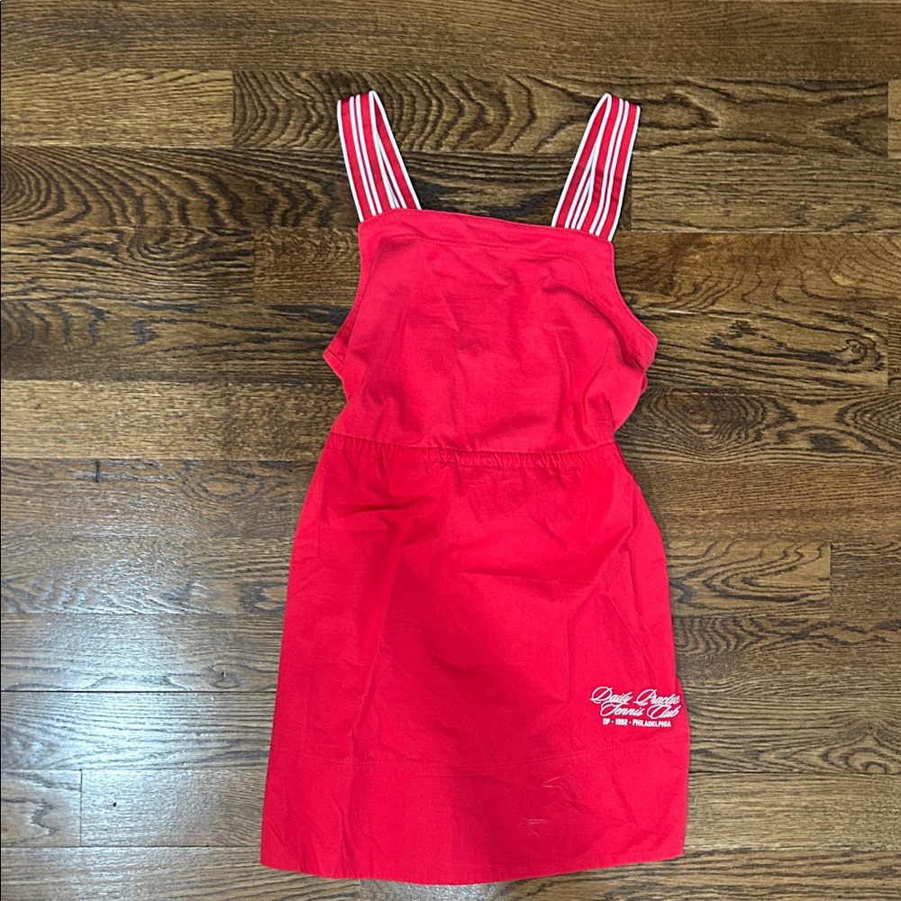 Anthropologie Red Sleeveless Striped-strap Sundress